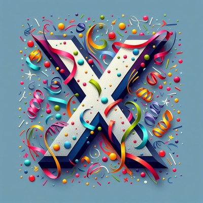 Colorful celebration decor featuring festive x design
