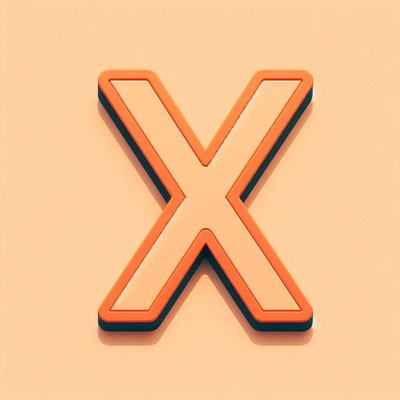Bold orange letter x on soft peach background