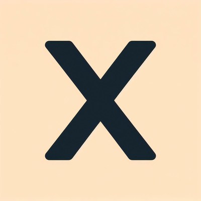 Black x symbol on light orange background