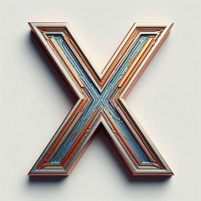 Wooden letter x carving with layered design