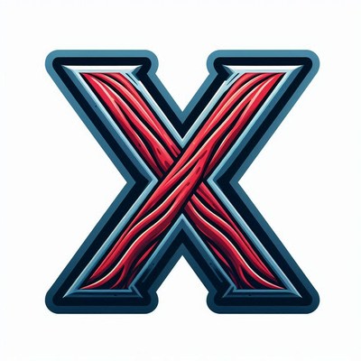 Bold red x design with intricate texture