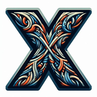 Intricate floral design on letter x