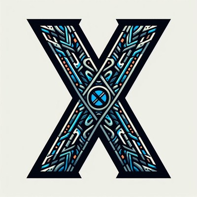 Blue and black abstract letter design
