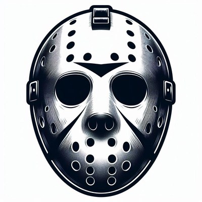 Hockey mask illustration with distinctive features