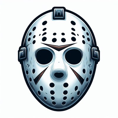 Iconic hockey mask artwork with distinctive features