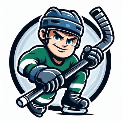 Young hockey player in action on ice rink