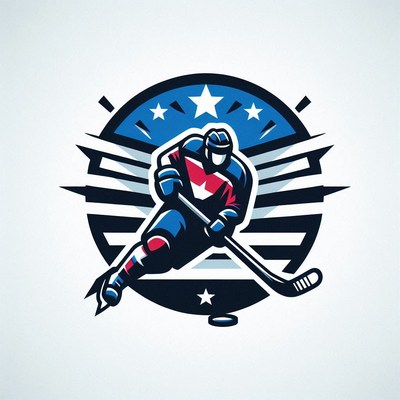 Hockey player in action with stars and stripes background
