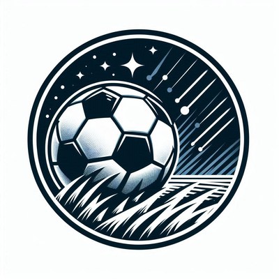 Soccer ball rolling through grass under night sky