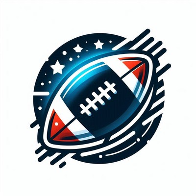 Dynamic football graphic with stars and motion effects