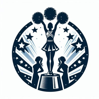 Cheerleader raising pom poms with supporting team