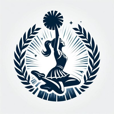 Cheerleader performing a jump with pom-poms