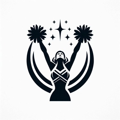 Cheerleader performing with pom-poms and shining stars