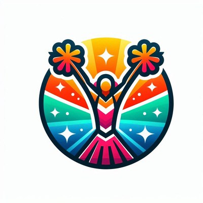 Cheerleader silhouette with colorful background burst