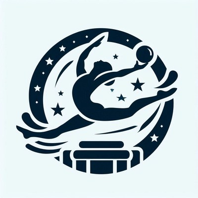 Dynamic athlete leaping with a ball under starry sky