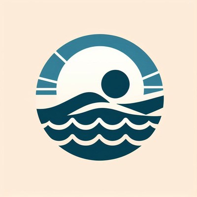 Sunset over waves with swimmer in calm waters