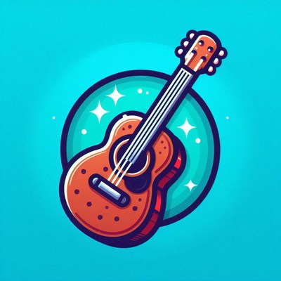 Stylized acoustic guitar on blue background