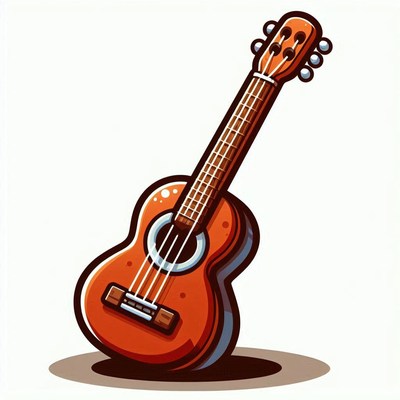 Colorful acoustic ukulele on simple background