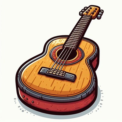 Acoustic guitar with intricate design and warm tones