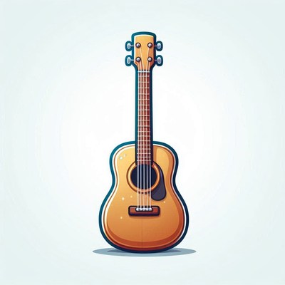 Acoustic guitar illustration on light background