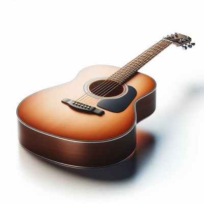 Acoustic guitar on a reflective surface