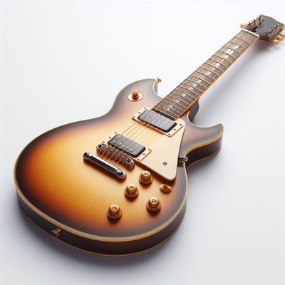 Vintage electric guitar with sunburst finish in studio