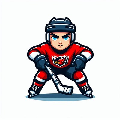 Young hockey player in action on ice rink