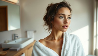 Morning reflection in a cozy bathroom