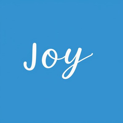 Joyful text on blue background