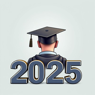 Graduate in cap with 2025 year behind