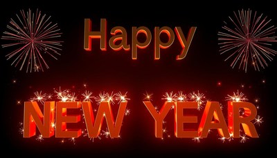 New year celebration with fireworks and festive text