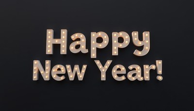 Bright new year greeting with lighted letters