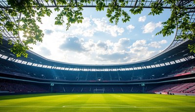 Sunny day at a major sports stadium before the match