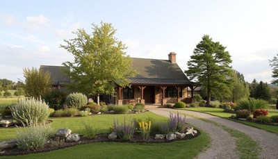 Charming country house surrounded by lush gardens