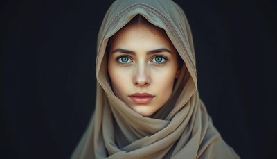 Young woman in traditional hijab posing elegantly