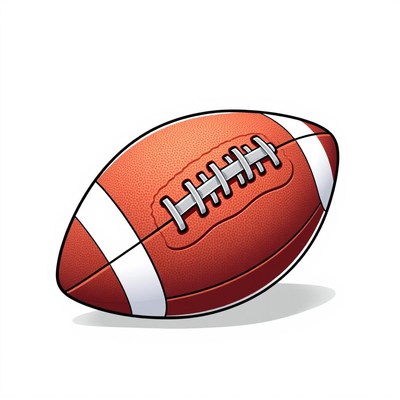 Classic brown american football on white background