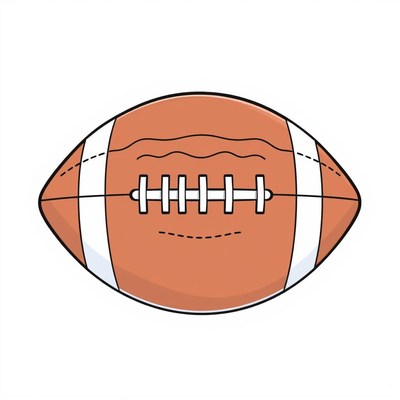 Classic brown football with white stripes on surface
