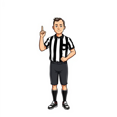 Referee signaling in a sports game uniform