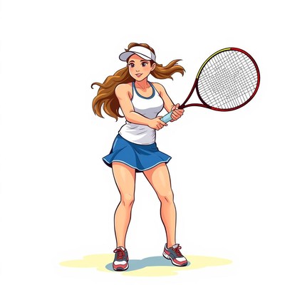 Young female tennis player preparing to serve