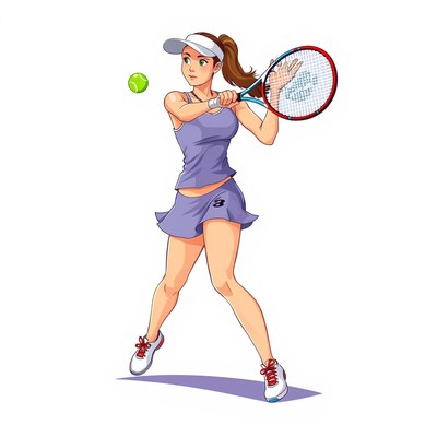 Tennis player hitting a forehand shot on court