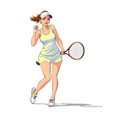Young female tennis player in action on court