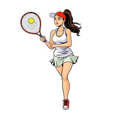 Young woman playing tennis on a court
