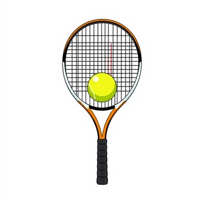 Tennis racket with yellow ball in motion