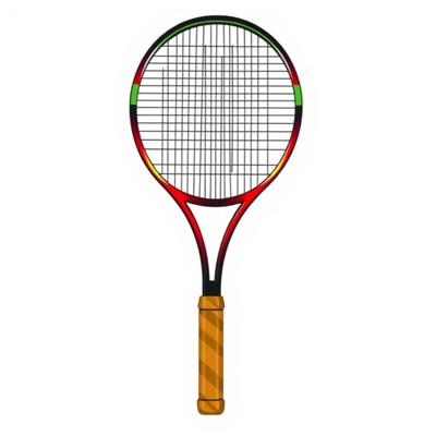 Colorful tennis racket with classic grip design