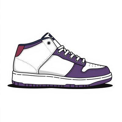 Stylish purple and white high-top sneaker design