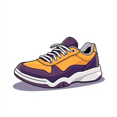 Stylish purple and orange athletic shoe design