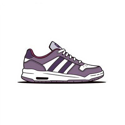 Purple athletic sneakers on white background
