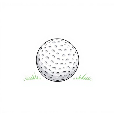 White golf ball on grass with dimples