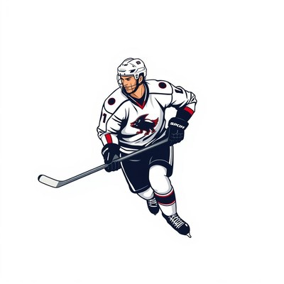 Hockey player in action on ice rink