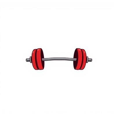 Dumbbell with red weights on a white background
