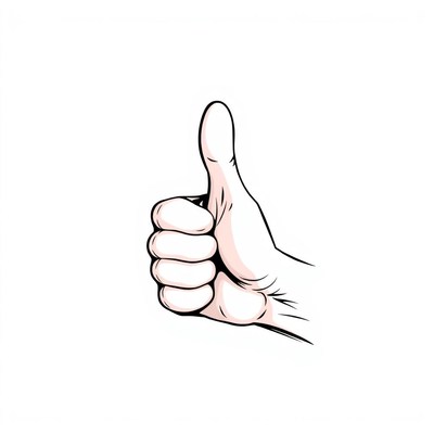 Hand gesture with thumbs up sign in simple illustration